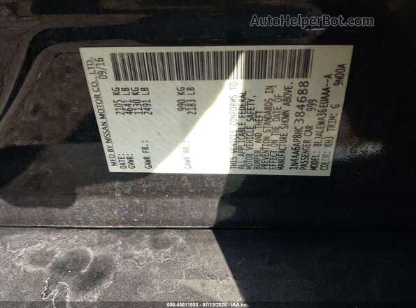 1N4AA6AP8HC384688 2017 NISSAN MAXIMA Black Vista del compartimento del motor