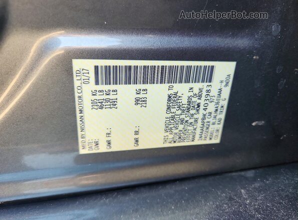 1N4AA6AP8HC403983 2017 NISSAN MAXIMA Gray VIN sticker view