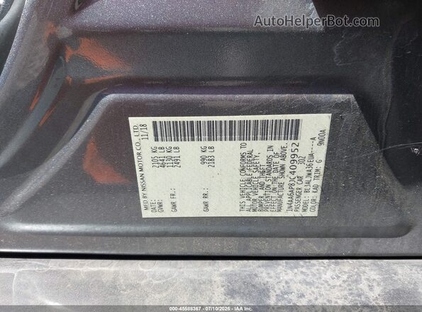 1N4AA6AP8JC409952 2018 NISSAN MAXIMA Silver ძრავის განყოფილების ხედი