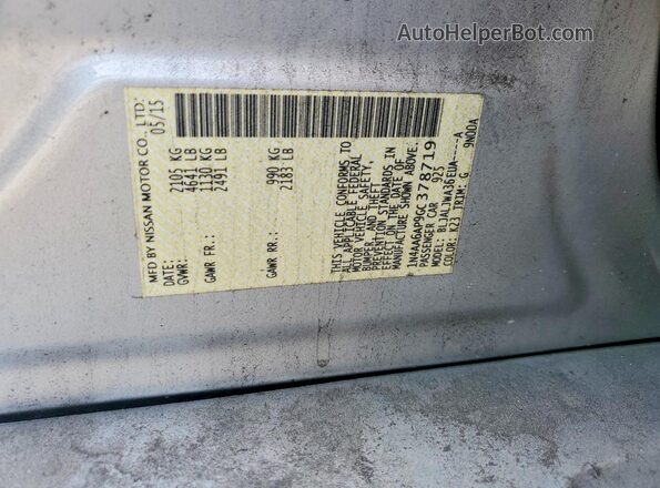 1N4AA6AP9GC378719 2016 NISSAN MAXIMA Silver VIN կոդի պիտակի տեսք