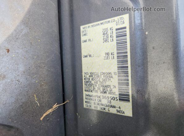 1N4AA6AP9HC369505 2017 NISSAN MAXIMA Black Вид підкапотного простору