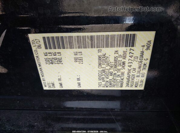 1N4AA6AP9HC437477 2017 NISSAN MAXIMA Black Engine compartment view