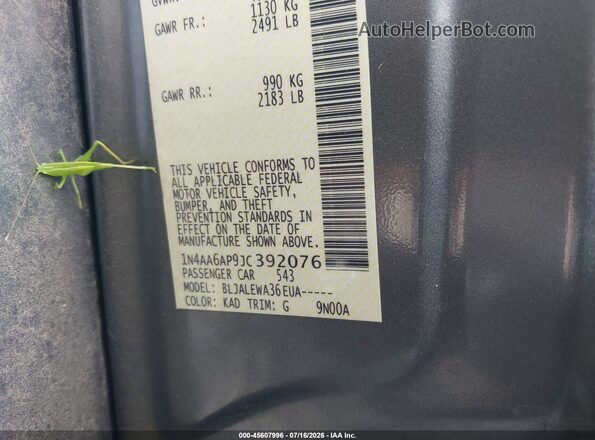 1N4AA6AP9JC392076 2018 NISSAN MAXIMA Gray Engine compartment view