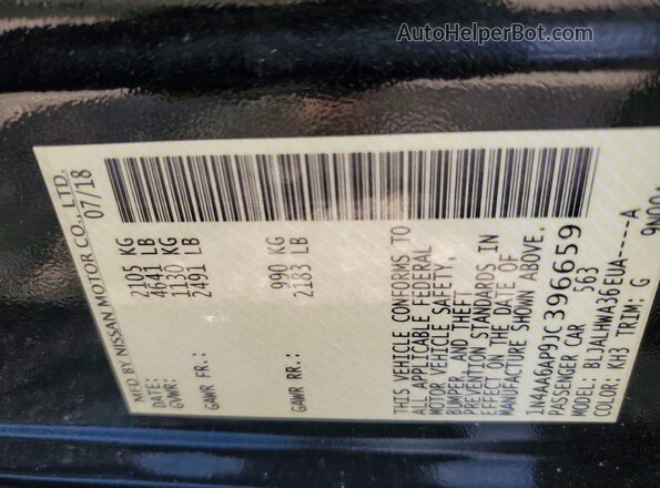 1N4AA6AP9JC396659 2018 NISSAN MAXIMA Black Engine compartment view
