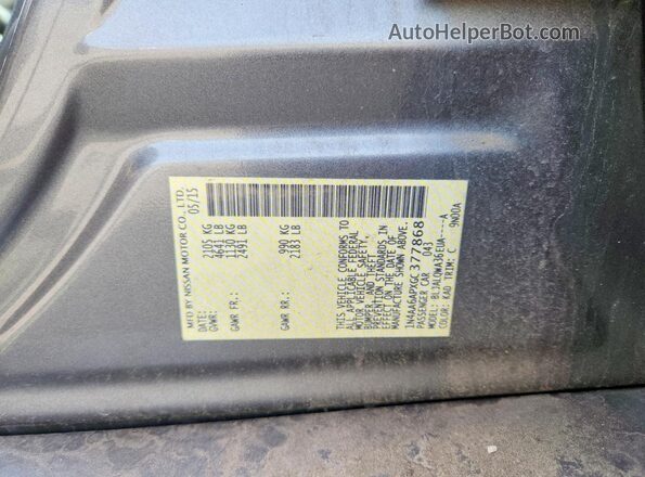 1N4AA6APXGC377868 2016 NISSAN MAXIMA Gray Вид підкапотного простору
