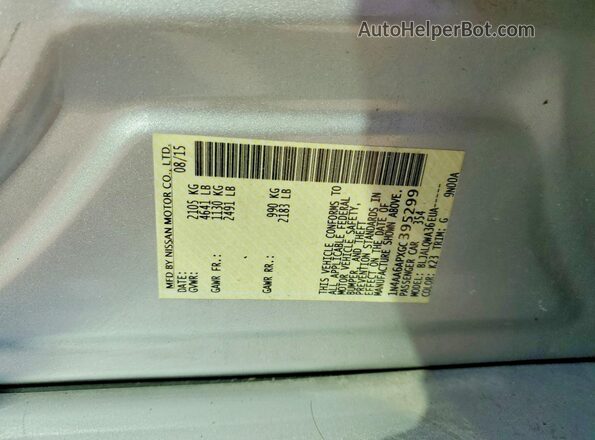 1N4AA6APXGC395299 2016 NISSAN MAXIMA Silver Вид підкапотного простору
