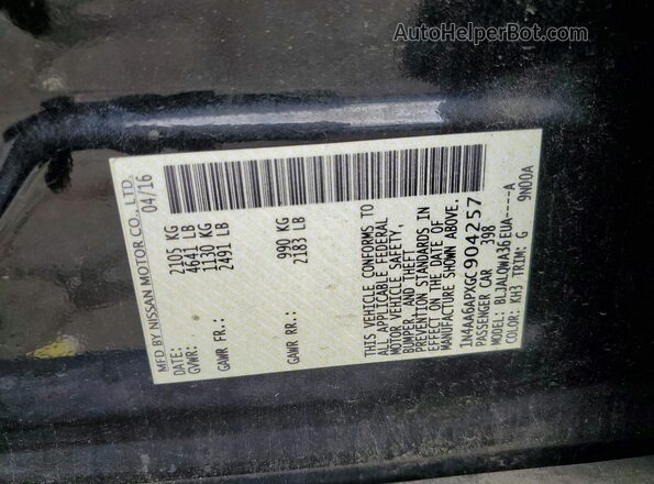 1N4AA6APXGC904257 2016 NISSAN MAXIMA Black Widok komory silnika