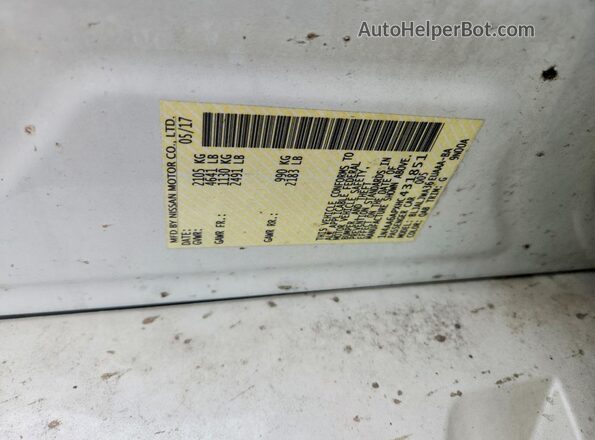 1N4AA6APXHC431851 2017 NISSAN MAXIMA White Vista del compartimento del motor