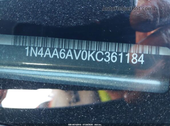 1N4AA6AV0KC361184 2019 NISSAN MAXIMA Серый Вид подкапотного пространства