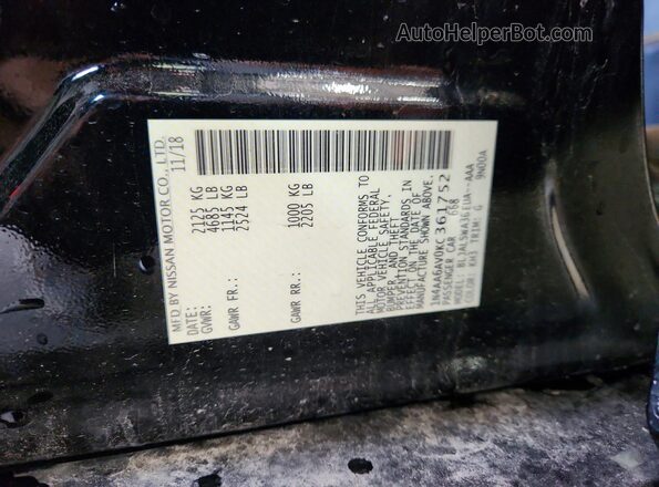 1N4AA6AV0KC361752 2019 NISSAN MAXIMA Черный Вид подкапотного пространства