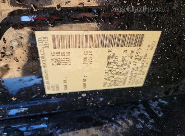 1N4AA6AV4KC373595 2019 NISSAN MAXIMA Black Widok naklejki z numerem VIN