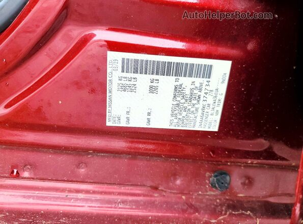 1N4AA6AV8KC374734 2019 NISSAN MAXIMA Burgundy Շարժիչի բաժամունքի տեսք
