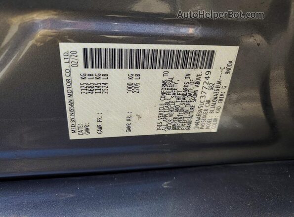 1N4AA6BV5LC377249 2020 NISSAN MAXIMA Charcoal Engine compartment view
