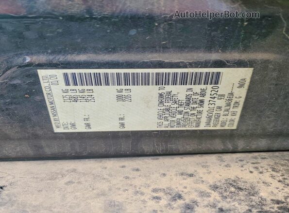 1N4AA6CV2LC374520 2020 NISSAN MAXIMA Black Вид наклейки з VIN-кодом