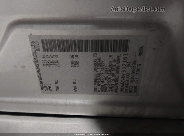 1N4AA6CV4PC512161 2023 NISSAN MAXIMA Серебряный Вид подкапотного пространства