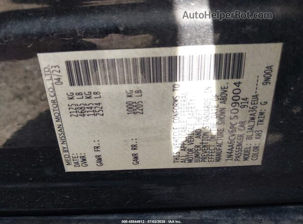 1N4AA6CV6PC509004 2023 NISSAN MAXIMA Black Вид підкапотного простору