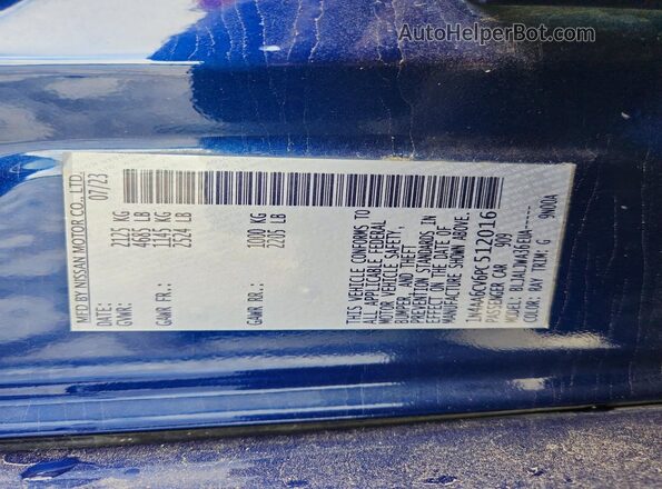 1N4AA6CV6PC512016 2023 NISSAN MAXIMA Blue Vista del compartimento del motor