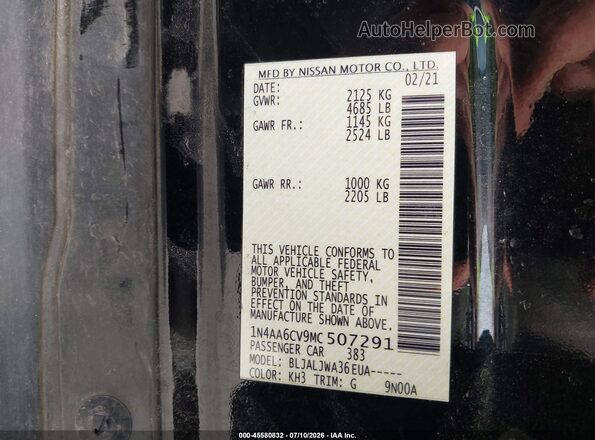 1N4AA6CV9MC507291 2021 NISSAN MAXIMA Black Widok komory silnika