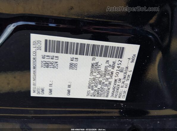 1N4AA6CVXMC501452 2021 NISSAN MAXIMA Черный Вид подкапотного пространства