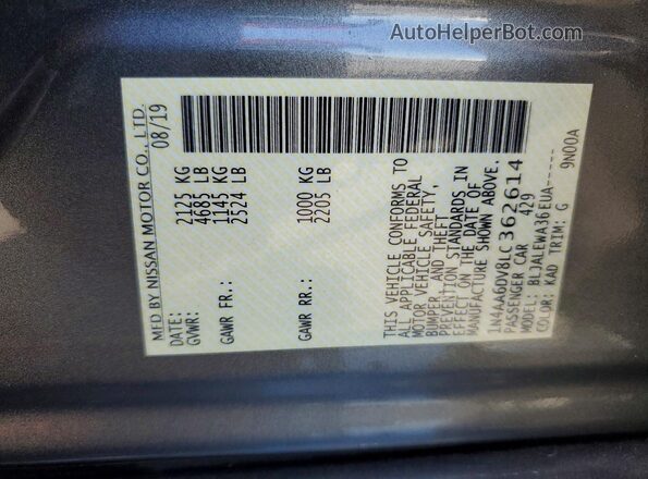 1N4AA6DV8LC362614 2020 NISSAN MAXIMA Gray Widok komory silnika