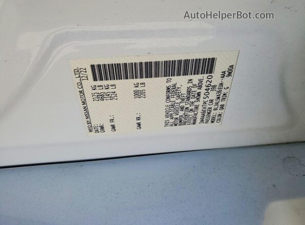 1N4AA6EV7PC504620 2023 NISSAN MAXIMA White Vista del compartimento del motor
