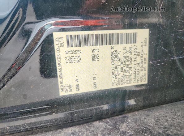 1N4AA6FV0LC363057 2020 NISSAN MAXIMA Black ძრავის განყოფილების ხედი