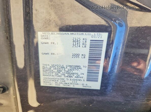 1N4AA6FV2MC510061 2021 NISSAN MAXIMA Серый Вид подкапотного пространства