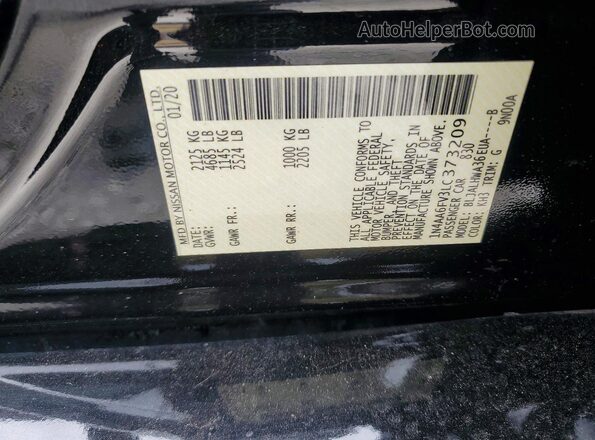 1N4AA6FV3LC373209 2020 NISSAN MAXIMA Black VIN sticker view