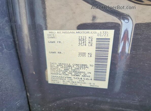 1N4AA6FV9MC504564 2021 NISSAN MAXIMA Charcoal Вид підкапотного простору