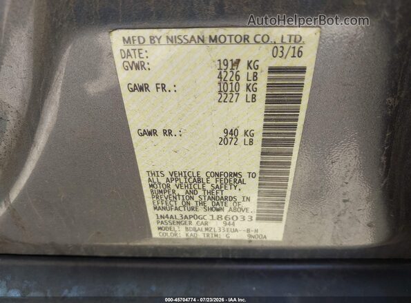 1N4AL3AP0GC186033 2016 NISSAN ALTIMA Gray Engine compartment view