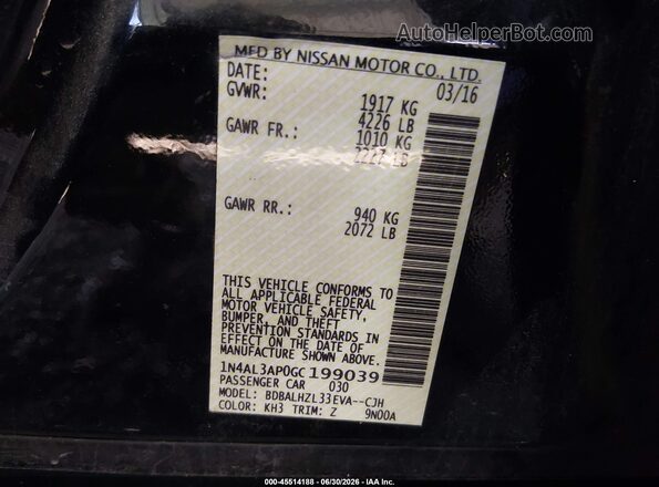 1N4AL3AP0GC199039 2016 NISSAN ALTIMA Black Vista del compartimento del motor