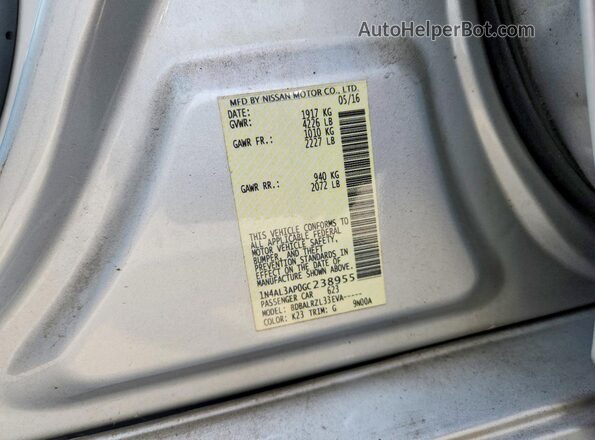 1N4AL3AP0GC238955 2016 NISSAN ALTIMA Silver Vista del compartimento del motor