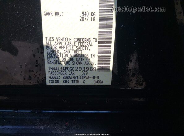 1N4AL3AP0GC293969 2016 NISSAN ALTIMA Black Շարժիչի բաժամունքի տեսք