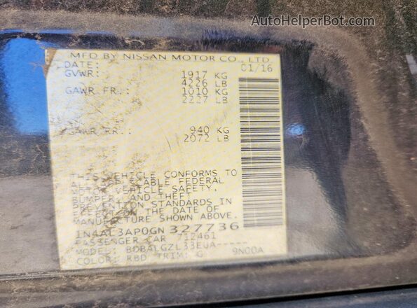 1N4AL3AP0GN327736 2016 NISSAN ALTIMA Gray Widok komory silnika