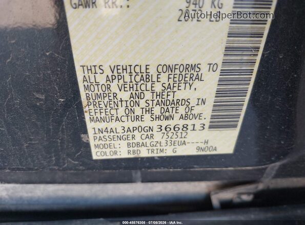 1N4AL3AP0GN366813 2016 NISSAN ALTIMA Gray Շարժիչի բաժամունքի տեսք