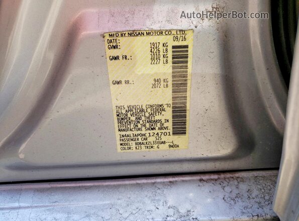 1N4AL3AP0HC124701 2017 NISSAN ALTIMA Silver ძრავის განყოფილების ხედი
