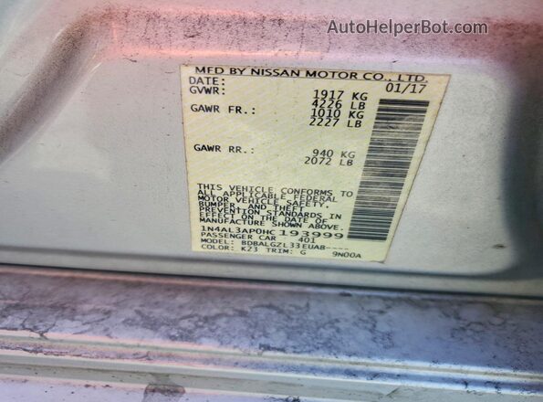 1N4AL3AP0HC193999 2017 NISSAN ALTIMA Silver Engine compartment view
