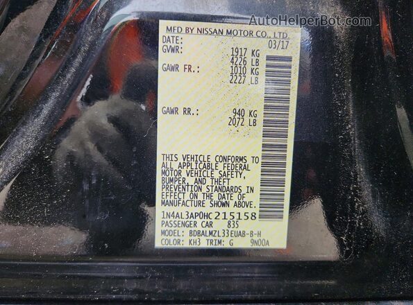 1N4AL3AP0HC215158 2017 NISSAN ALTIMA Black Շարժիչի բաժամունքի տեսք