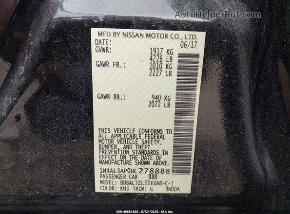 1N4AL3AP0HC278888 2017 NISSAN ALTIMA Black Вид підкапотного простору