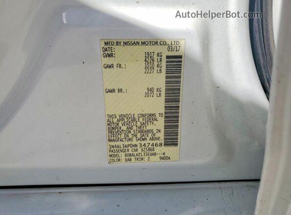 1N4AL3AP0HN347468 2017 NISSAN ALTIMA Белый Вид подкапотного пространства