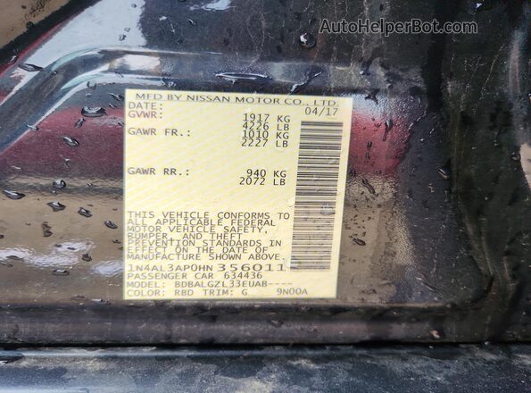 1N4AL3AP0HN356011 2017 NISSAN ALTIMA Gray Widok komory silnika