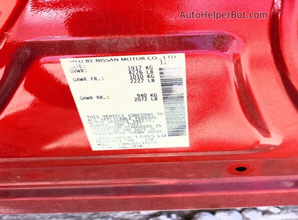 1N4AL3AP0JC160510 2018 NISSAN ALTIMA Red Vista de la etiqueta del VIN