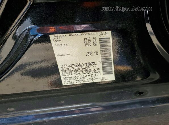 1N4AL3AP0JC287371 2018 NISSAN ALTIMA Black VIN sticker view