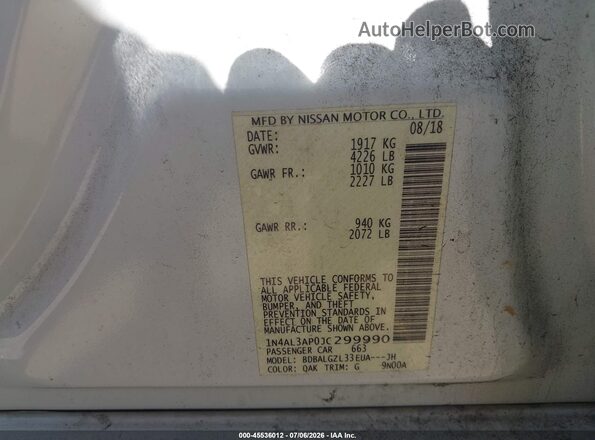 1N4AL3AP0JC299990 2018 NISSAN ALTIMA White Вид підкапотного простору