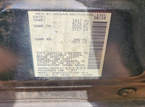 1N4AL3AP0JC471323 2018 NISSAN ALTIMA Black VIN sticker view