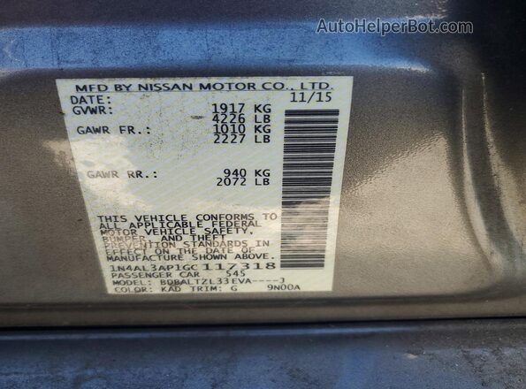 1N4AL3AP1GC117318 2016 NISSAN ALTIMA Gray ძრავის განყოფილების ხედი