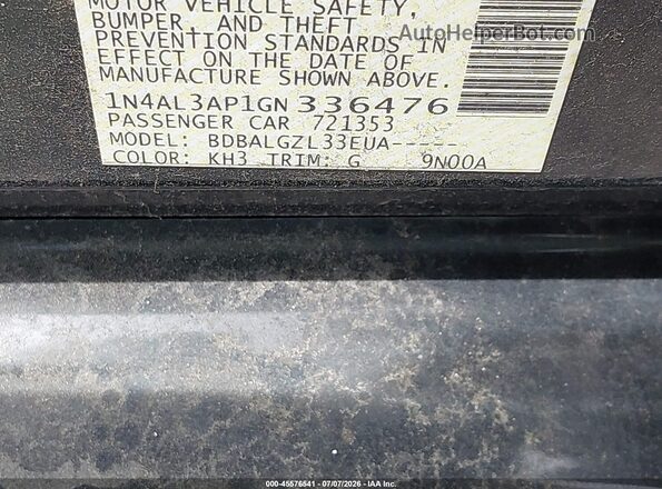 1N4AL3AP1GN336476 2016 NISSAN ALTIMA Black Vista del compartimento del motor