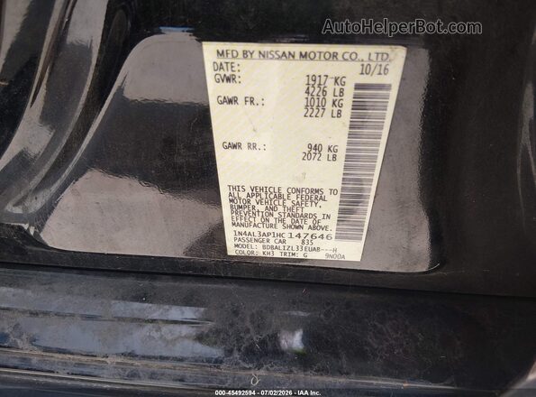 1N4AL3AP1HC147646 2017 NISSAN ALTIMA Черный Вид подкапотного пространства