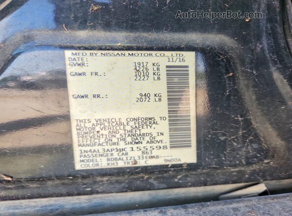 1N4AL3AP1HC155598 2017 NISSAN ALTIMA Black Շարժիչի բաժամունքի տեսք