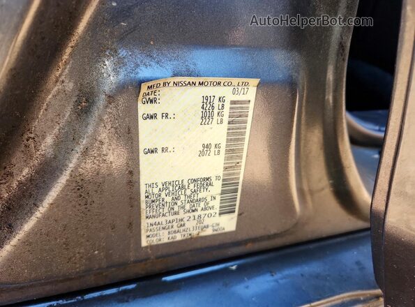 1N4AL3AP1HC218702 2017 NISSAN ALTIMA Gray Շարժիչի բաժամունքի տեսք